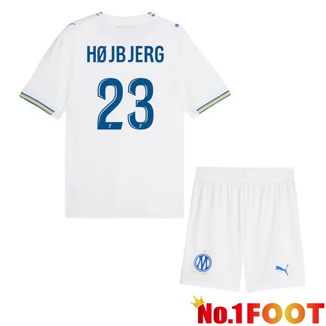 Marseille OM (Højbjerg 23) Kids Home Soccer Jersey White 2026/2027