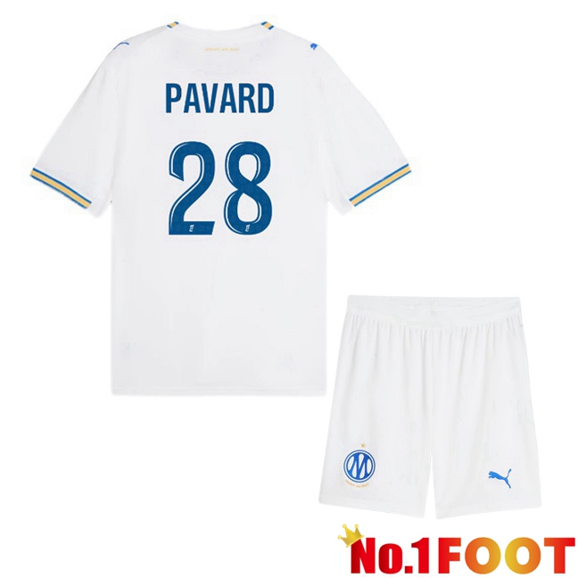 Marseille OM (Pavard 28) Kids Home Soccer Jersey White 2026/2027