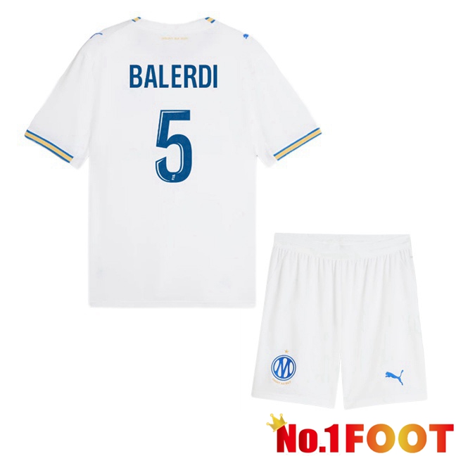 Marseille OM (Balerdi 5) Kids Home Soccer Jersey White 2026/2027