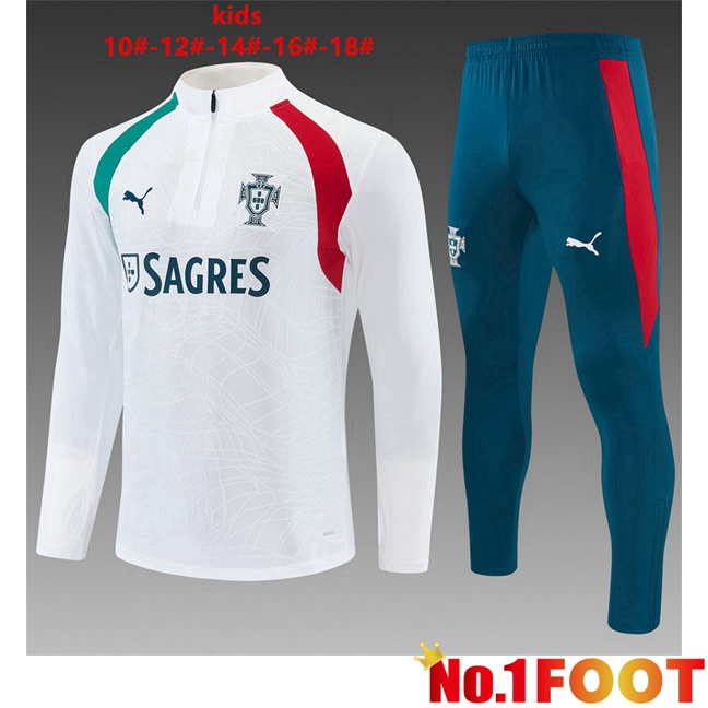 Portugal Kids kit Training Tracksuit White 2026/2027