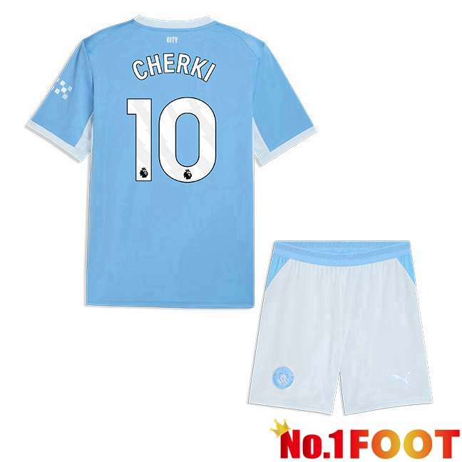Manchester City (Rayan Cherki 10) Kids Home Soccer Jersey Blue 2026/2027