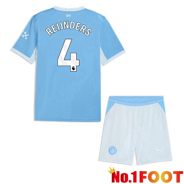 Manchester City (Tijjani Reijnders 4) Kids Home Soccer Jersey Blue 2026/2027