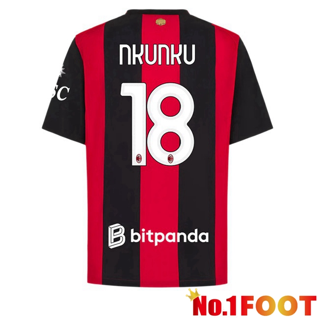 AC Milan (Nkunku 18) Home Soccer Jersey Red Black 2026/2027