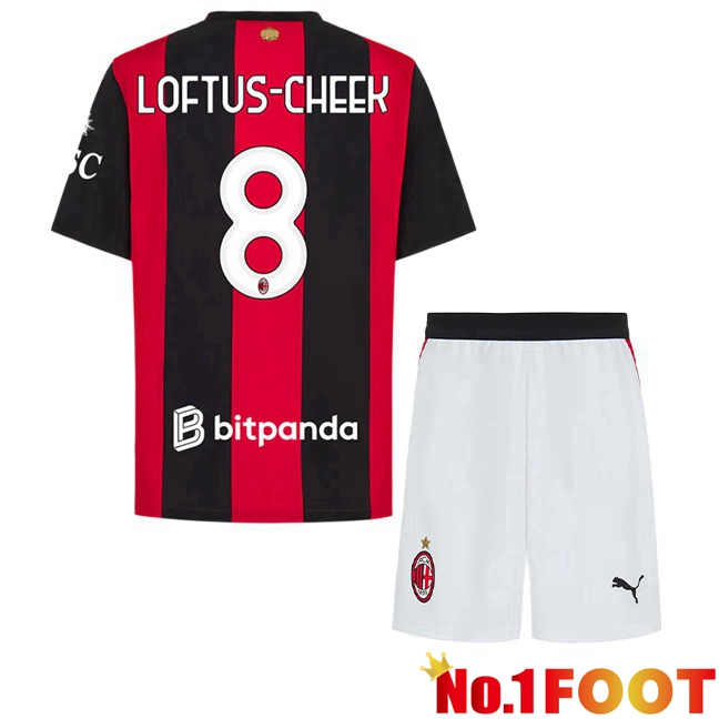 AC Milan (Loftus-Cheek 8) Kids Home Soccer Jersey Red Black 2026/2027
