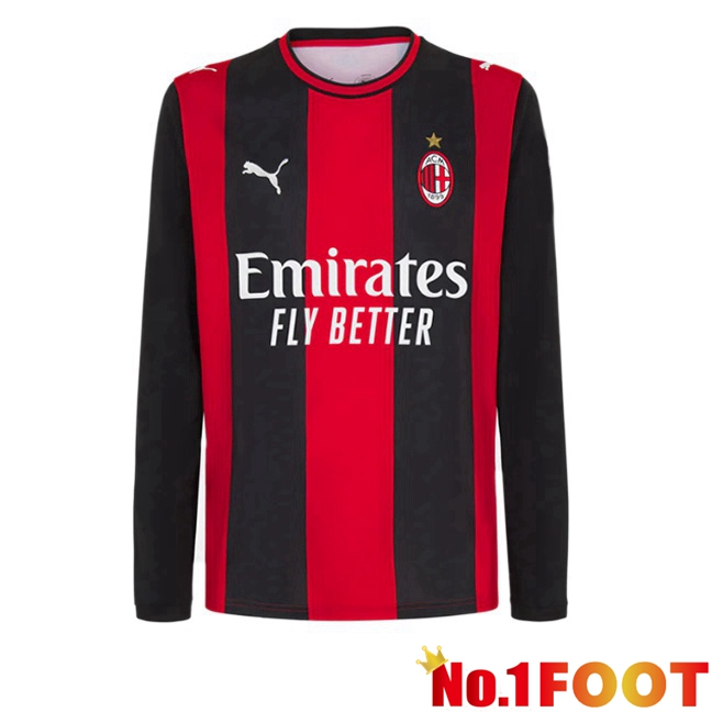 AC Milan Home Soccer Jersey Long sleeve Red Black 2026/2027