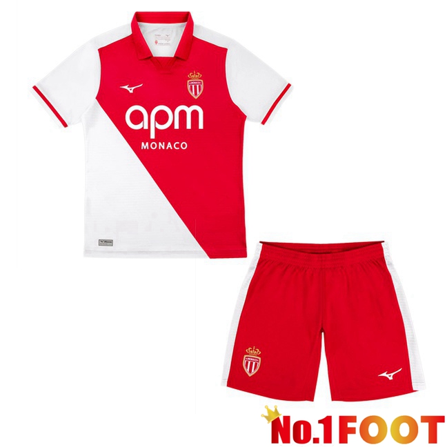 AS Monaco Kids Home Soccer Jersey White Red 2026/2027