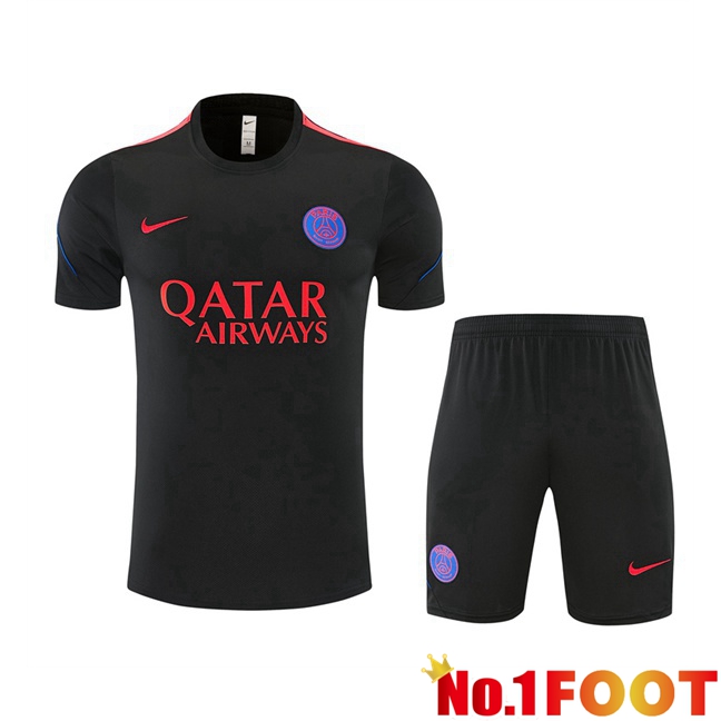 Paris PSG kit Training T Shirt + Shorts Black 2026/2027