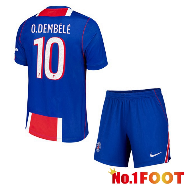 Paris PSG (O.Dembélé 10) Kids Home Soccer Jersey Blue Red 2026/2027