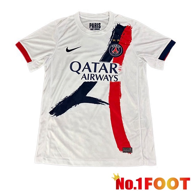 2 Stars Paris PSG Away Soccer Jersey White 2025/2026