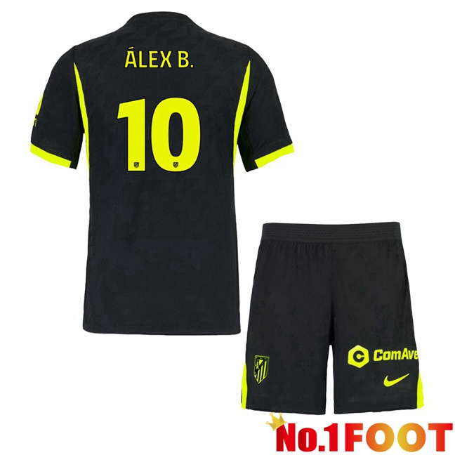 Atletico Madrid (ÁLEX B.10) Kids Away Soccer Jersey Black 2026/2027