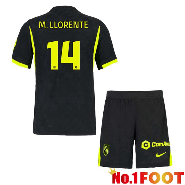 Atletico Madrid (M. LLORENTE 14) Kids Away Soccer Jersey Black 2026/2027