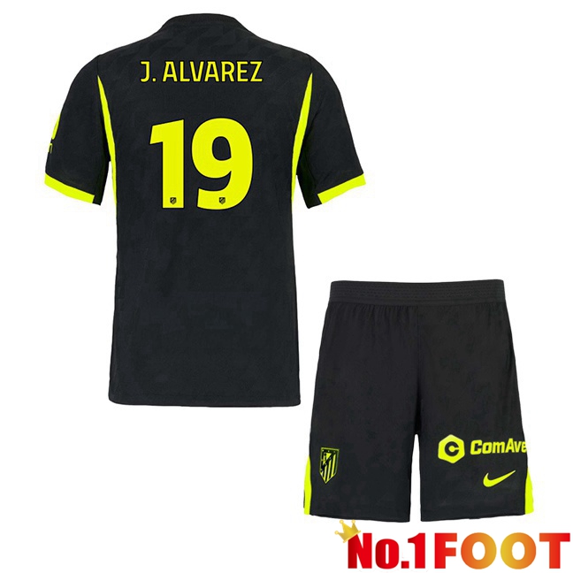 Atletico Madrid (J. ALVAREZ 19) Kids Away Soccer Jersey Black 2026/2027