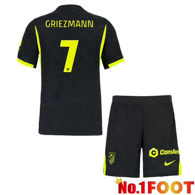 Atletico Madrid (GRIEZMANN 7) Kids Away Soccer Jersey Black 2026/2027