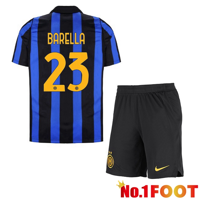 Inter Milan (BARELLA 23) Kids Home Soccer Jersey Blue Black 2026/2027