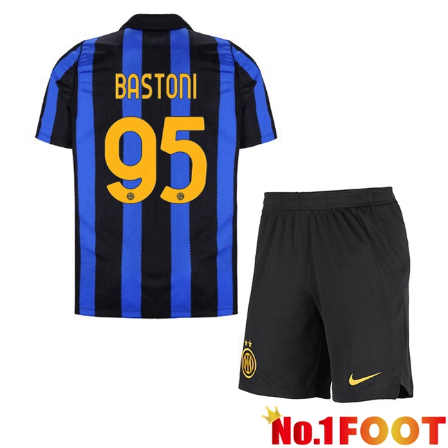 Inter Milan (BASTONI 95) Kids Home Soccer Jersey Blue Black 2026/2027