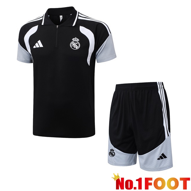 Real Madrid Soccer Polo + Shorts Black 2026/2027