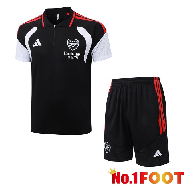Arsenal Soccer Polo + Shorts Black 2026/2027