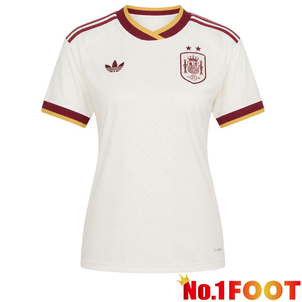 2 Stars Spain Women Away Soccer Jersey White Soccer World Cup 2026