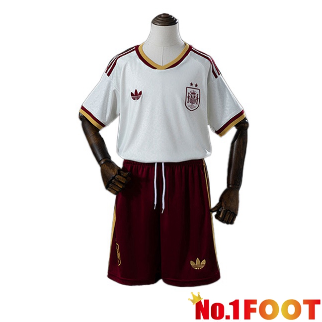 2 Stars Spain Kids Away Soccer Jersey White Soccer World Cup 2026