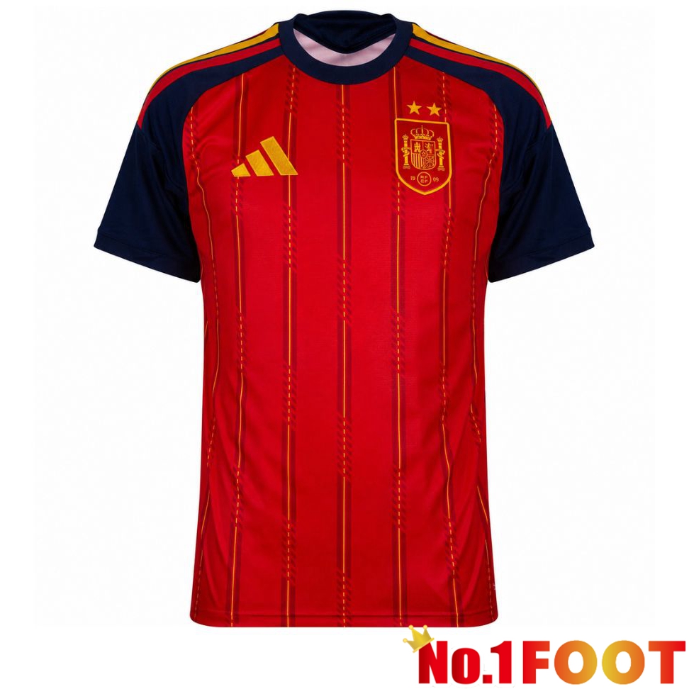 2 Stars Spain Home Soccer Jersey Red Soccer World Cup 2026