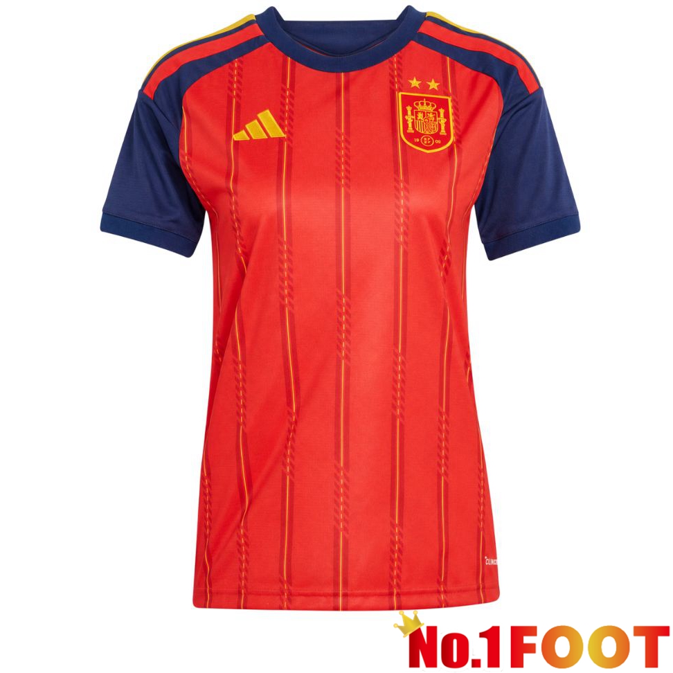 2 Stars Spain Women Home Soccer Jersey Red Soccer World Cup 2026