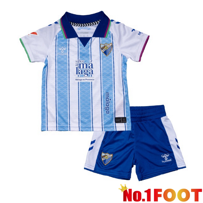 Malaga Kids Home Soccer Jersey Blue White 2026/2027