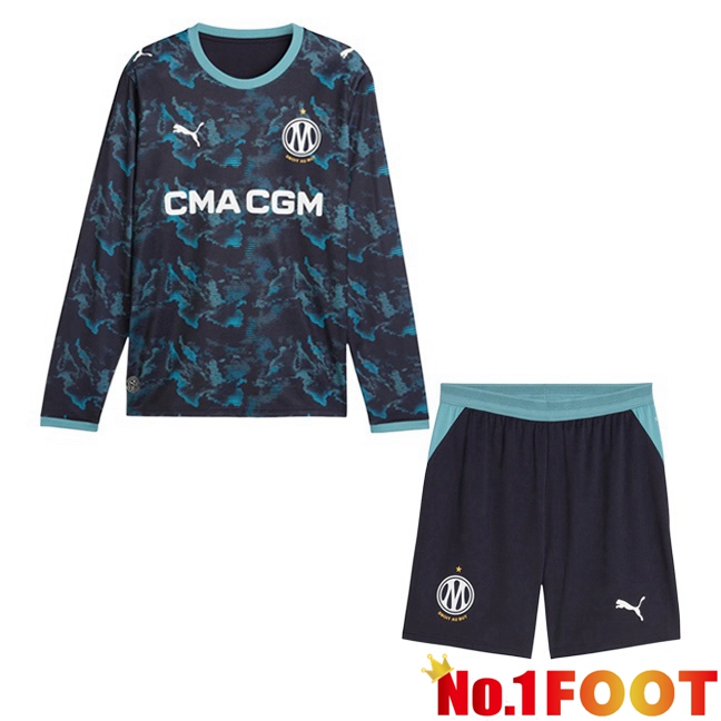 Marseille OM Kids Away Soccer Jersey Long sleeve Blue Royal 2026/2027