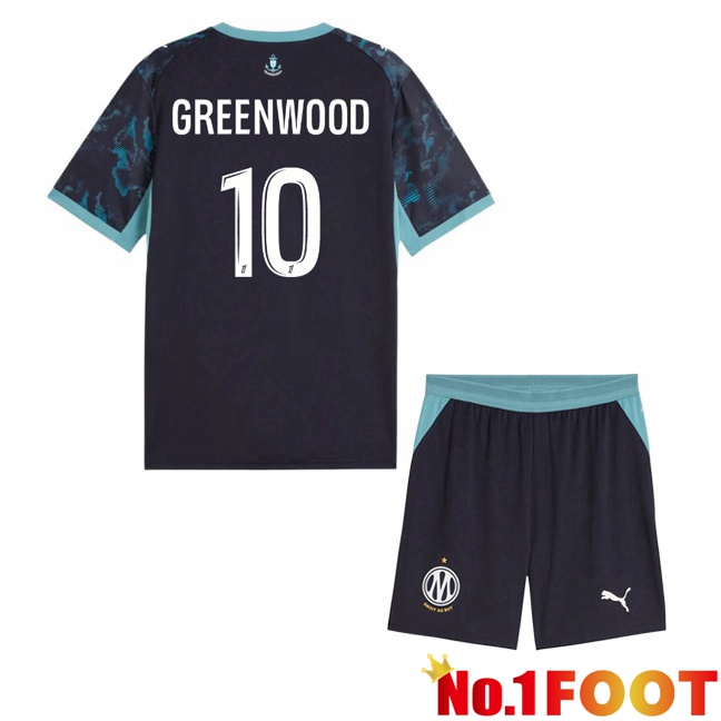Marseille OM (Greenwood 10) Kids Away Soccer Jersey Blue Royal 2026/2027