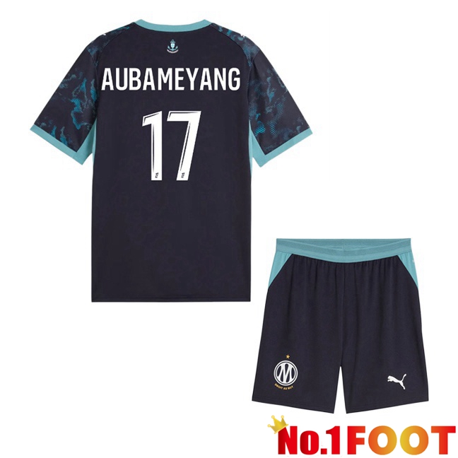 Marseille OM (Aubameyang 17) Kids Away Soccer Jersey Blue Royal 2026/2027