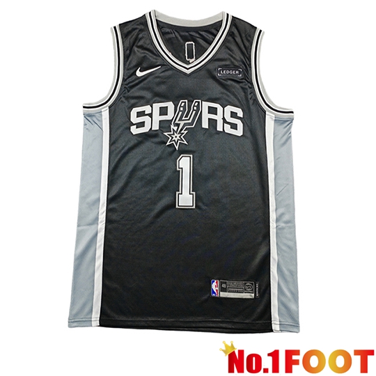San Antonio Spurs Soccer Jersey (WEMBANYAMA #1) 2026/27 Black/Grey/White