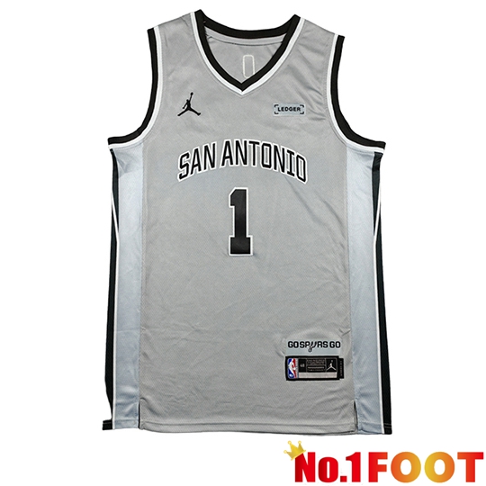San Antonio Spurs Soccer Jersey (WEMBANYAMA #1) 2026/27 Grey/Black