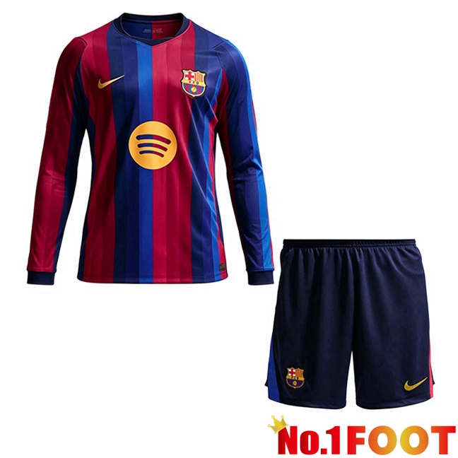 FC Barcelona Kids Home Soccer Jersey Long sleeve Blue Red 2026/2027