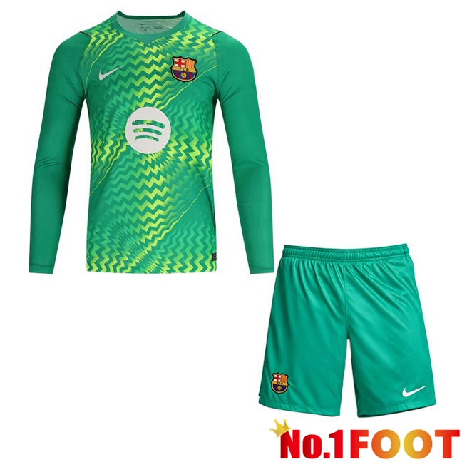 FC Barcelona Kids Goalkeeper Soccer Jersey Long sleeve Green 2026/2027