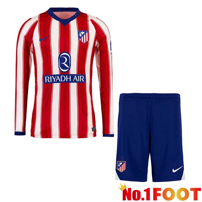 Atletico Madrid Kids Home Soccer Jersey Long sleeve Red 2026/2027