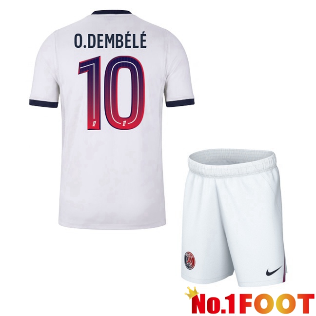 Paris PSG (O.Dembélé 10) Kids Away Soccer Jersey White 2026/2027