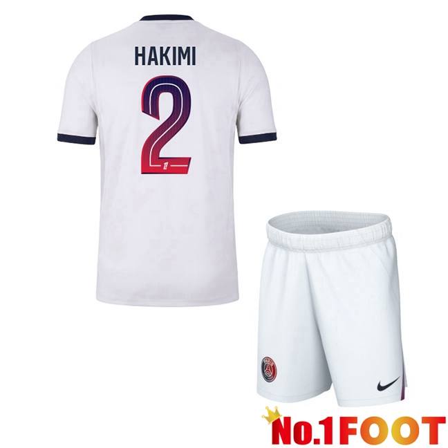 Paris PSG (Hakimi 2) Kids Away Soccer Jersey White 2026/2027