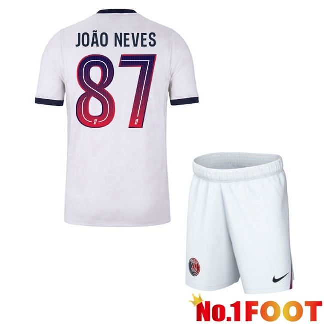 Paris PSG (João Neves 87) Kids Away Soccer Jersey White 2026/2027