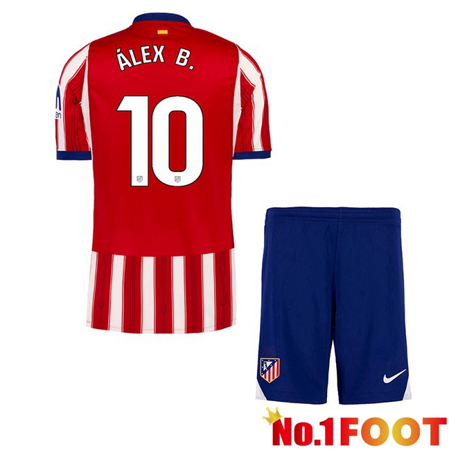 Atletico Madrid (ÁLEX B.10) Kids Home Soccer Jersey Red 2026/2027