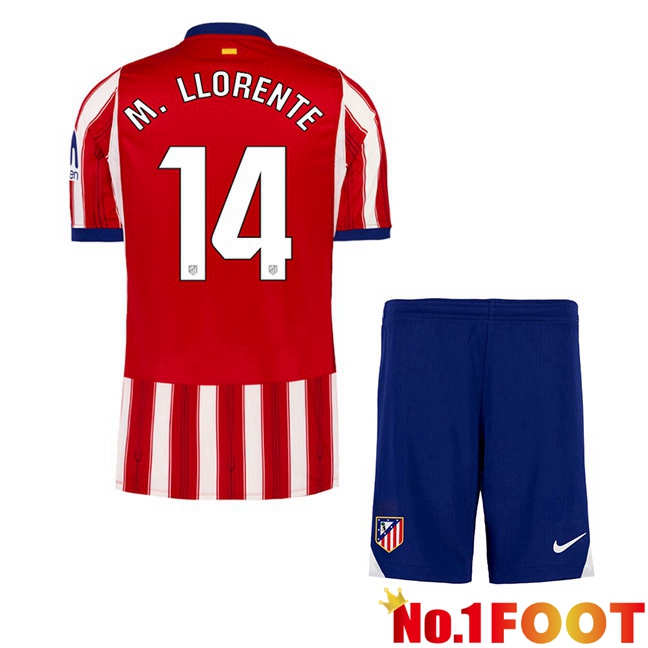 Atletico Madrid (M. LLORENTE 14) Kids Home Soccer Jersey Red 2026/2027