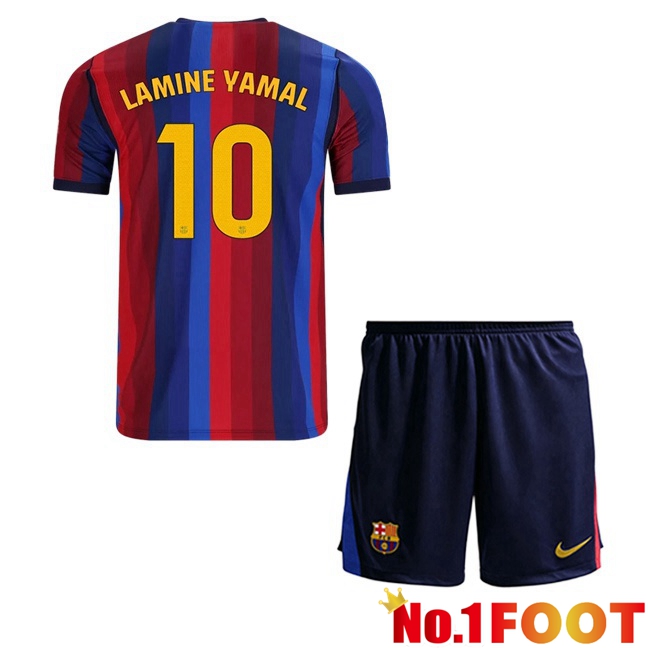 FC Barcelona (Lamine Yamal 10) Kids Home Soccer Jersey Blue Red 2026/2027