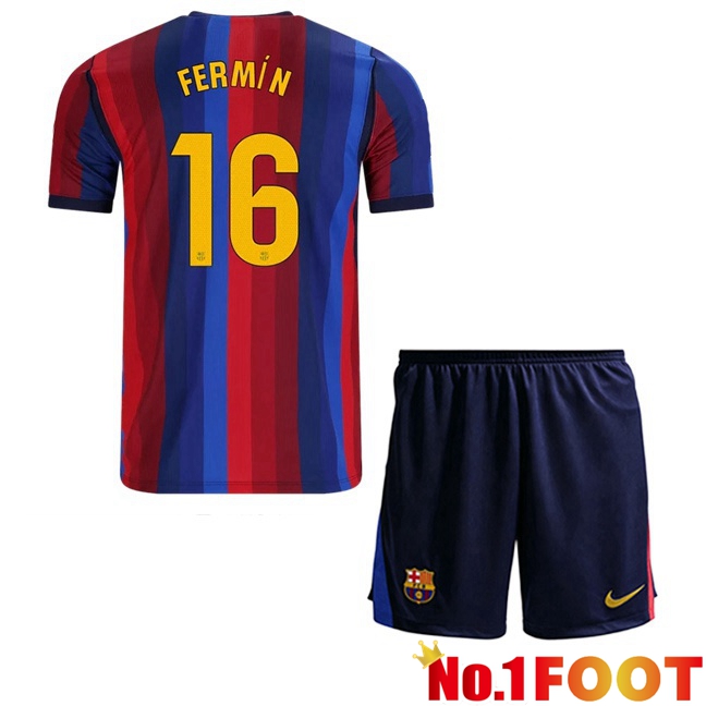 FC Barcelona (FERMÍN 16) Kids Home Soccer Jersey Blue Red 2026/2027