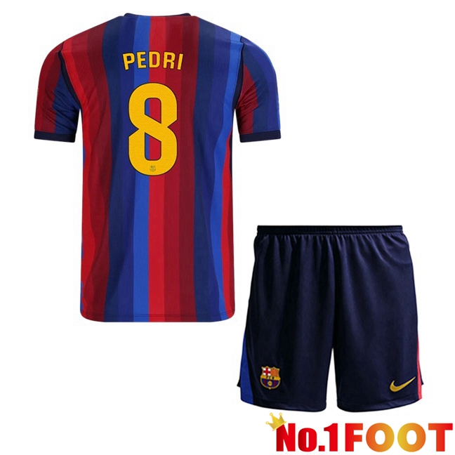 FC Barcelona (Pedri 8) Kids Home Soccer Jersey Blue Red 2026/2027
