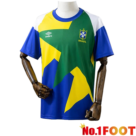 Brazil Retro Soccer Jersey Blue/Green/Yellow 1994