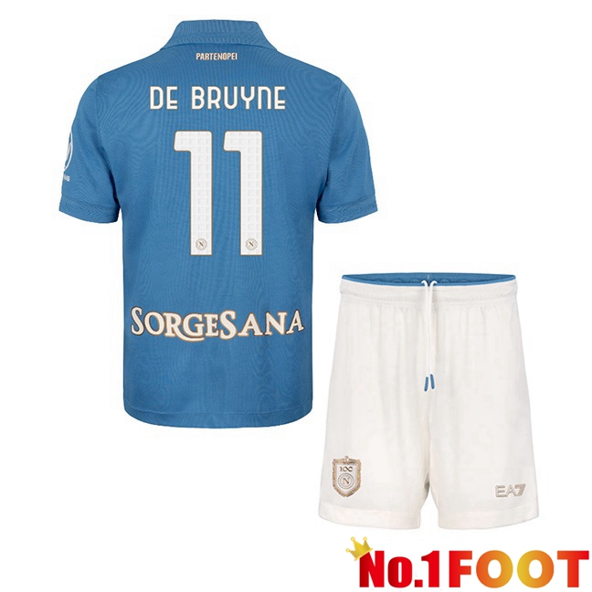 SSC Napoli (Kevin De Bruyne 11) Kids Home Soccer Jersey Blue 2026/2027