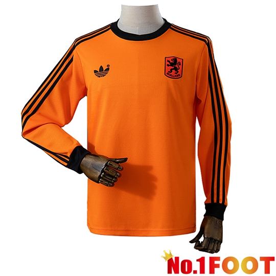Netherlands Retro Home Soccer Jersey Long sleeve 1980
