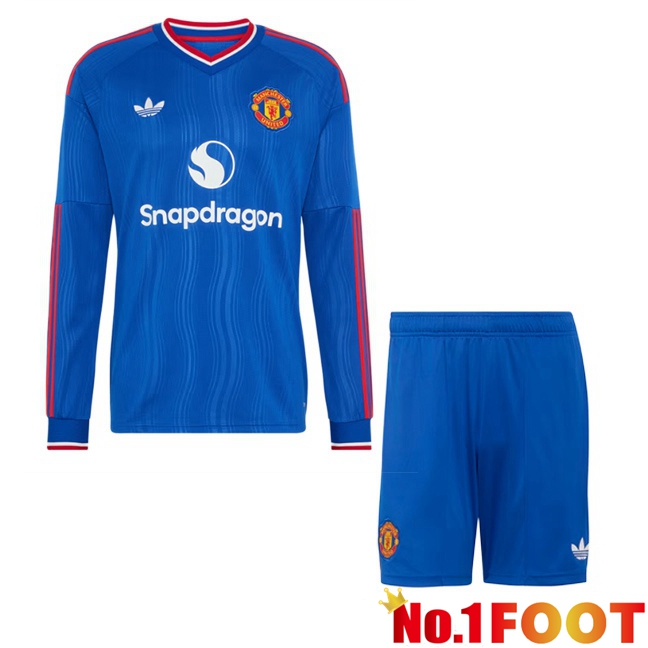 Manchester United Kids Away Soccer Jersey Long sleeve Blue 2026/2027