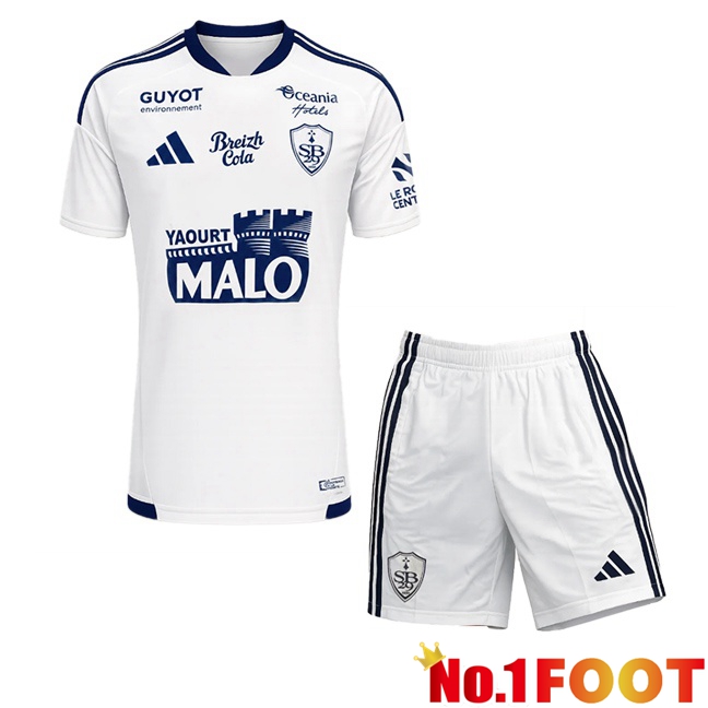 Stade Brestois Kids Away Soccer Jersey White 2026/2027