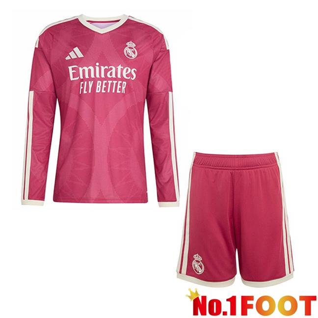 Real Madrid Kids Third Soccer Jersey Long sleeve Pink 2026/2027