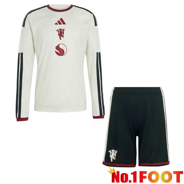 Manchester United Kids Third Soccer Jersey Long sleeve White 2026/2027