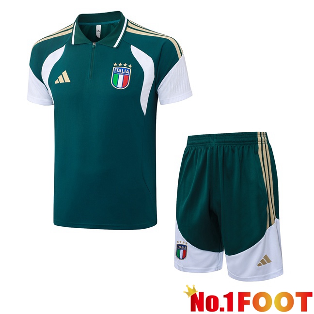 Italy Soccer Polo + Shorts Green 2026/2027